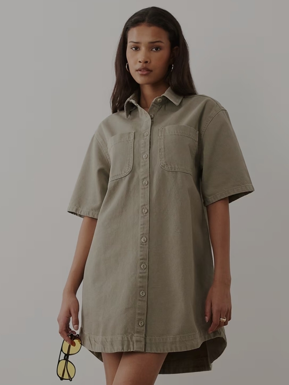 ASOS Olive Utility Shirt Dress Women Large